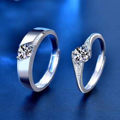 China TRENDY Engraved 520 Valentine's Day gift 925 sterling silver couple ring jewelry niche open diamond ring wedding ring for sale