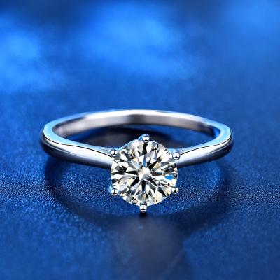 China TRENDY Inventory wholesale ins simple six claw ring Mosan stone women ring jewelry 925 sterling silver ring for sale