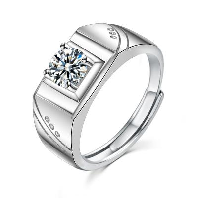 China TRENDY Chinese Valentine's Day 925 sterling silver couple ring a pair of personality opening Moissanite ring lovers engraved for sale