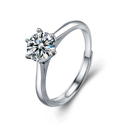 China TRENDY Fashion Mossan diamond Ring s925 sterling silver ring for women's six-prong diamond ring bridal hand jewelry for sale