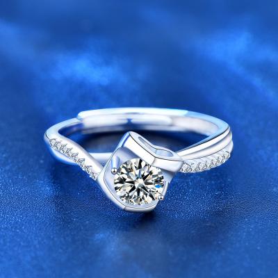 China TRENDY Angel Kiss Ring 925 sterling silver lady opening Moissanite twist arm love diamond ring couples wedding ring for sale