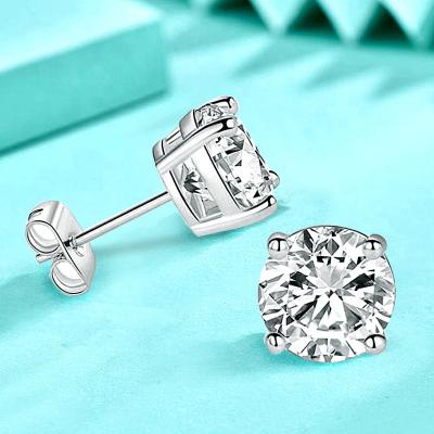 China TRENDY Fashion gift ins 925 pure silver earrings zircon silver needle wholesale simple earhole blocking round drill earrings for sale