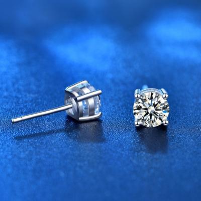 China TRENDY Silver Needle Wholesale exquisite round earrings Mossan diamond 925 sterling silver stud earrings for sale