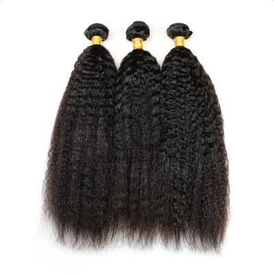 China Natural Black Kinky Straight Remy Human Hair Bundles Sew In Weave Bundles Brazilian Bundle Deals for sale