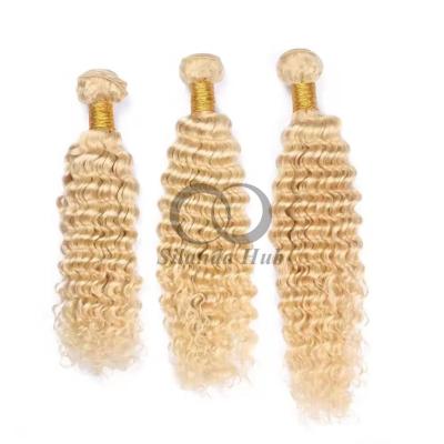 China #613 Bleached Blonde Deep Wave Remy Human Hair Bundles Sew In Weave Bundles Brazilian Bundle Deals for sale