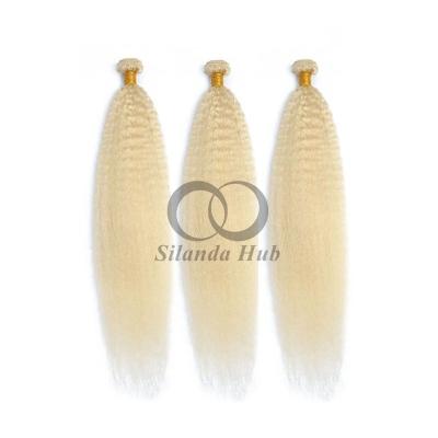 China #613 Bleached Blonde Kinky Straight Remy Human Hair Bundles Sew In Weave Bundles Brazilian Bundle Deals for sale