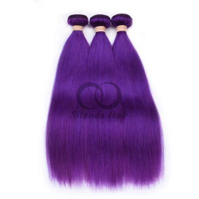 China Purple Straight Remy Human Hair Bundles Sew In Weave Bundles Brazilian Bundle Deals for sale