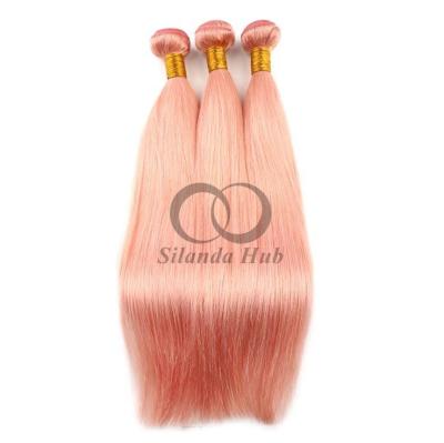 China Pink Straight Remy Human Hair Bundles Sew In Weave Bundles Brazilian Bundle Deals for sale