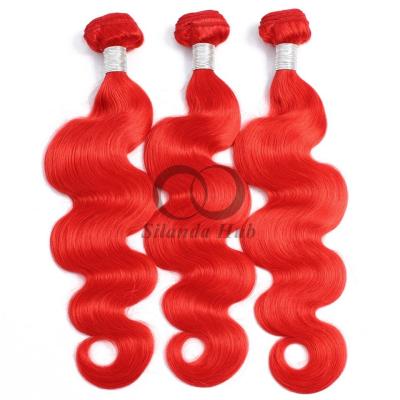 China Red Body Wave Remy Human Hair Bundles Sew In Weave Bundles Brazilian Bundle Deals for sale