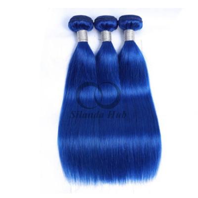 China Blue Straight Remy Human Hair Bundles Sew In Weave Bundles Brazilian Bundle Deals for sale