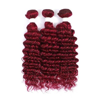 China Burgundy Deep Wave Remy Human Hair Bundles Sew In Weave Bundles Brazilian Bundle Deals for sale