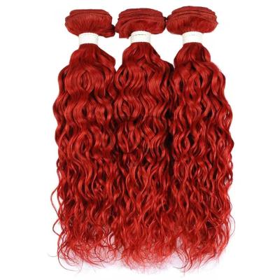 China Red Water Wave Remy Human Hair Bundles Sew In Weave Bundles Brazilian Bundle Deals for sale
