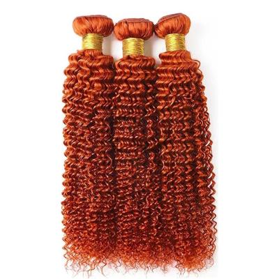China Ginger Orange Kinky Curly Remy Human Hair Bundles Sew In Weave Bundles Brazilian Bundle Deals for sale