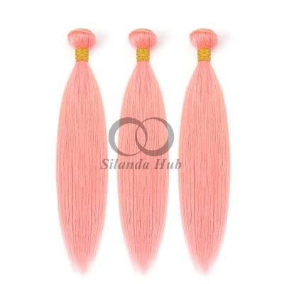 China Pink Straight Remy Human Hair Bundles Sew In Weave Bundles Brazilian Bundle Deals for sale