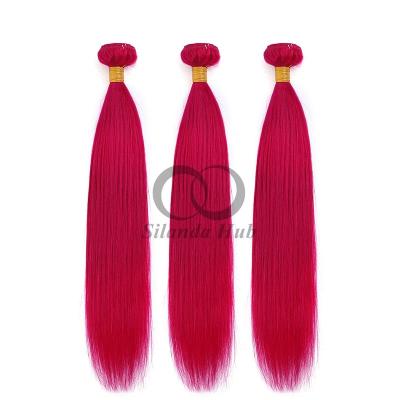 China Rose Red Straight Remy Human Hair Bundles Sew In Weave Bundles Brazilian Bundle Deals for sale