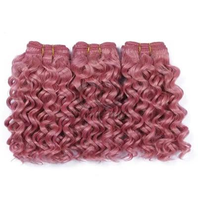 China Pink Deep Curly Remy Human Hair Bundles Sew In Weave Bundles Brazilian Bundle Deals for sale