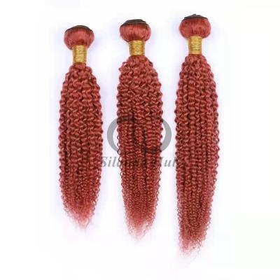 China Red Kinky Curly Remy Human Hair Bundles Sew In Weave Bundles Brazilian Bundle Deals for sale