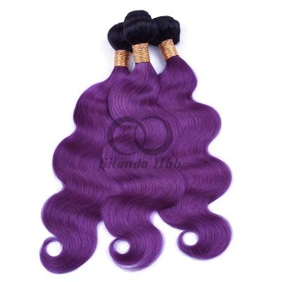 China #T1B/Body Wave Púrpura Remy Banderas de Cabello Humano Coser en Tejido Banderas Banderas Brasileñas en venta