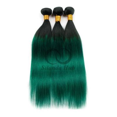 China #T1B/Green Straight Remy Ramos de cabello humano cosidos en tejido Ramos de paquetes brasileños en venta
