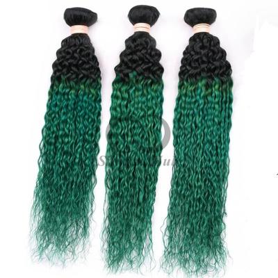 China #T1B/Green Kinky Curly Remy Bündels de cabello humano Cosido en tejido Bündels Brasileño Bündel ofertas en venta