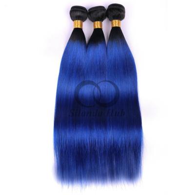 China #T1B/Blue Straight Remy Hacer paquetes de cabello humano Coser en tejido paquetes paquetes brasileños en venta