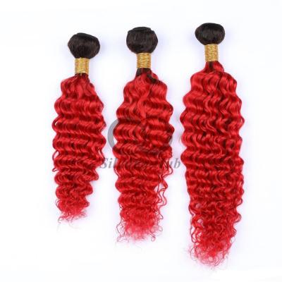 China #T1B/Red Deep Wave Remy Hacienda de cabello humano Coser en tejido Hacienda de paquetes brasileños en venta