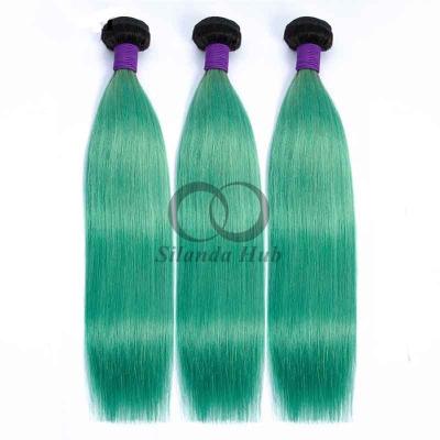 China #T1B/Green Straight Remy Ramos de cabello humano cosidos en tejido Ramos de paquetes brasileños en venta