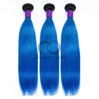 China #T1B/Blue Straight Remy Human Hair Bundles Sew In Weave Bundles Brazilian Bundle Deals for sale