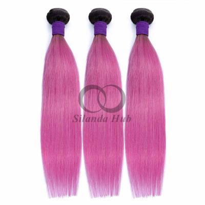 China #T1B/Pink Straight Remy Human Hair Bundles Sew In Weave Bundles Brazilian Bundle Deals for sale