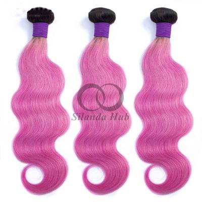 China #T1B/Pink Body Wave Remy Human Hair Bundles Sew In Weave Bundles Brazilian Bundle Deals for sale