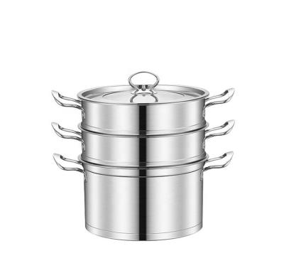China Durable 3 Layer Steamer Pot 304 Stainless Steel Household Steamer Double-Layer Thickened Indu for sale