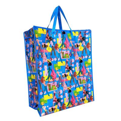 China diseño de impresión de tamaño personalizado pp tejido con cremallera de compras bolsas de polipropileno proveedor en venta