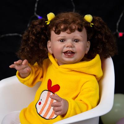 China 27 Inch Smile Cloth Charm Reborn Baby Soft Toy - Realistic Hand Painted Newborn Doll Toy Children Birthday Gift Doll Rooting Hair for sale