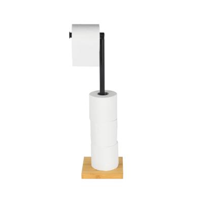 China Victory Simple Modern Design Square Bathroom Paper Towel Bamboo Toilet Paper Holder Low Rack for sale