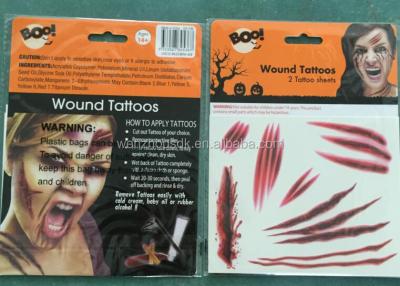 China Europe Halloween Temporary Tattoos Stickers Wound Fake Sting Scar Special Effects Makeup Waterproof Tattoo for sale