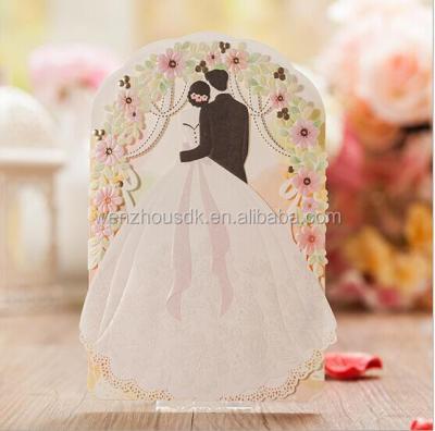China Europe wedding invitation card with pearl and lace with competitive price for sale