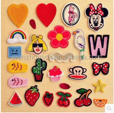 China Custom Simple Cartoon Sticker Embroidery Patches For Clothes Stickers Iron On Patches for sale