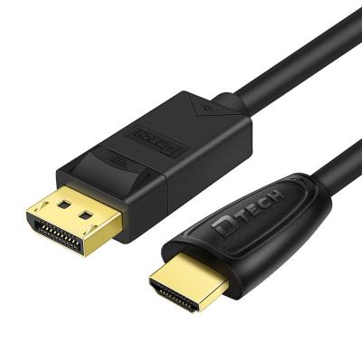 China Multimedia DTECH OEM ODM 1M 1.8M 3M Gold Plated Displayport Male To Hdmi Male Cable 4K DP To Hdmi Cable for sale
