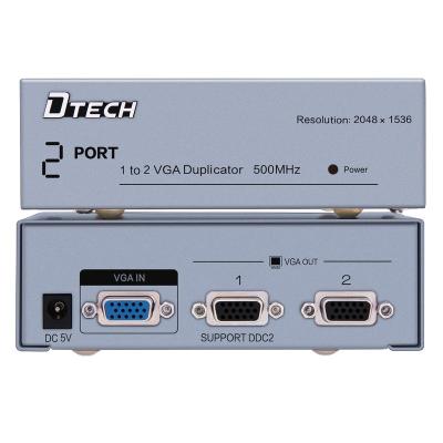 China For widescreen monitors DTECH 2-port video splitter 350mhz 1 input 2 output VGA splitter for sale