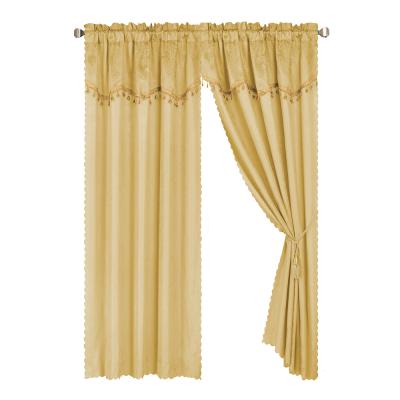 China 100% Satin Polyester Printed Satin Printing Rod Pocket Window Curtain With Valance With Ultrasonic Cut for sale