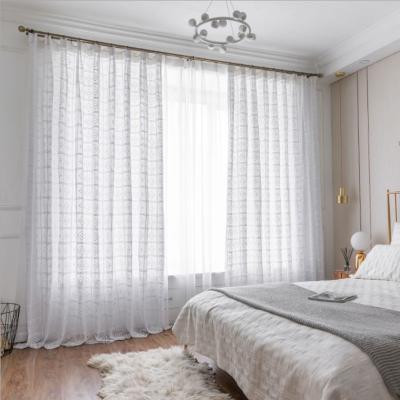 China Sheer Curtain Embroidery Window Fabric 100% Pure Polyester for sale