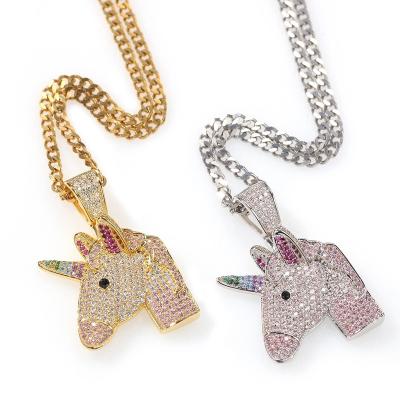 China Exquisite Hiphop Unicorn Pendant Necklace Fashion For Women Mens Hip Hop Rock Jewelry for sale