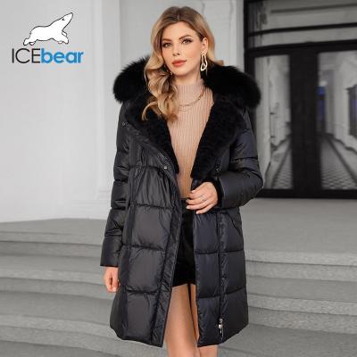 China Luxurious Real Fox Fur Collar Mid Length Down / Cotton Jacket With Oblique Placket Design Showcasing Unique Elegance for sale