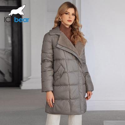 China Luxurious Real Fox Fur Collar Mid Length Down / Cotton Jacket With Oblique Placket Design Showcasing Unique Elegance for sale