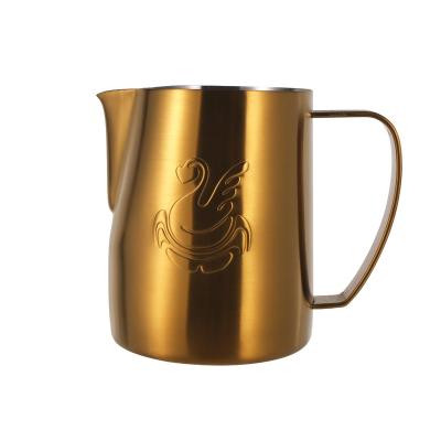 China Wholesale Stocked 600ml Stainless Steel Milk Jug Coffee Steaming Pitcher Measuring Coffee Frothing Pitcher Jug for sale
