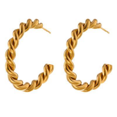 China Manufacturer CLASSIC 18K Gold Plated Hoop Earrings Geometric Round Hoop Earrings Stainless Steel Huggie For Women for sale