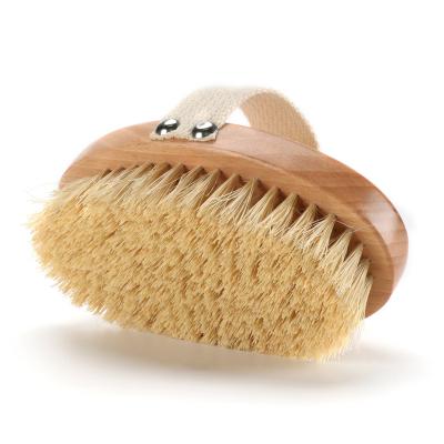China Sustainable Natural Sisal Vegan Bristle Bamboo And Wooden Body Bath Dry Brush For Women for sale