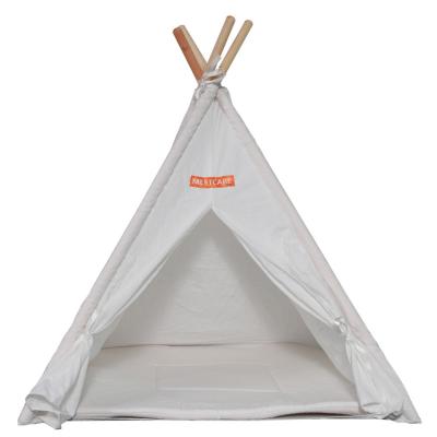 China Nature Viable Indian Cat Dog Pop Up Tent Funny Camping Animal House Enclosed Dog Houses Wooden Pet Tent House Play Bed White for sale