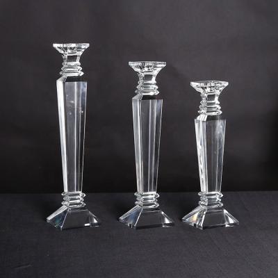 China Single Head Crystal Wedding Table Centerpieces Decor OT Sale Items Transparent Candle Holder (BS-CH006A) for sale