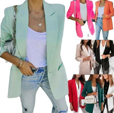 China Factory direct sales breathable 2022 new ladies jacket coat solid color hot sale ladies loose casual suit jacket for sale